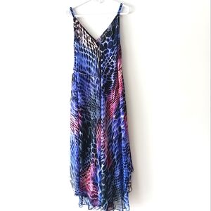 Venus Sheer Dress Cover-Up Spaghetti Straps Maxi Blue White Black Pink One Size